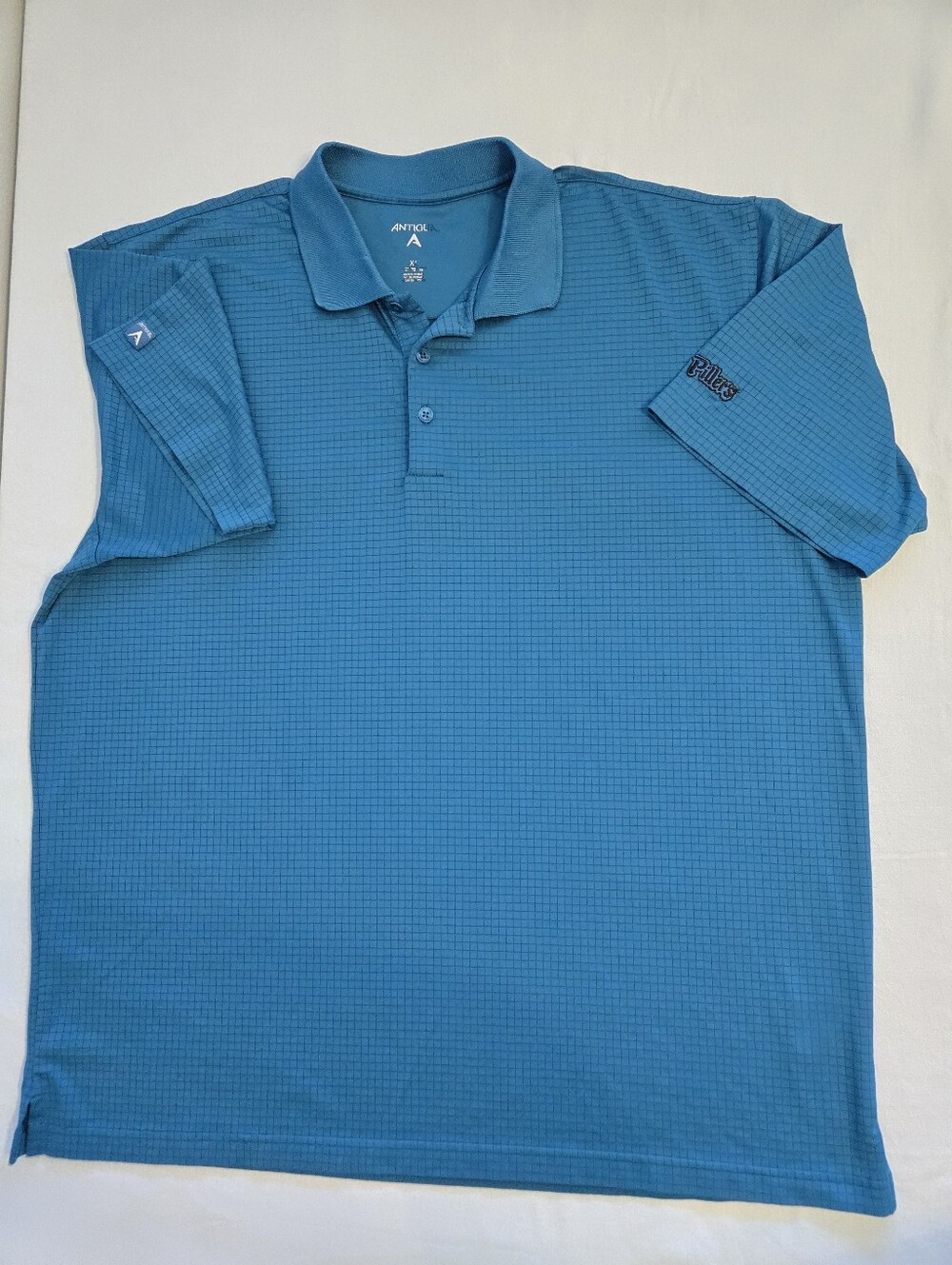 Antigua XL Fits Like XXL Men's Teal Performance Polo Sl Flaw Golf Tennis Prep